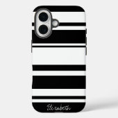 はっきりしたストライプパターンスクリプト名 – 白黒 Case-Mate iPhoneケース (裏面)