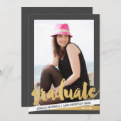 はっきりしたストライプ写真卒業パーティー招待状 招待状 (正面/裏面)