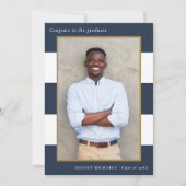 はっきりしたストライプ写真卒業パーティー招待状 招待状 (正面)