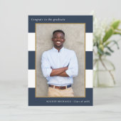 はっきりしたストライプ写真卒業パーティー招待状 招待状 (スタンド正面)