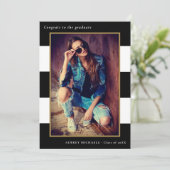 はっきりしたストライプ写真卒業パーティー招待状 招待状 (スタンド正面)