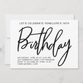 はっきりしたストライプ誕生日パーティー 招待状 (正面)