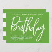 はっきりしたストライプ誕生日パーティー 招待状 (正面/裏面)