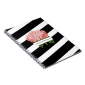 はっきりしたストライプ&ピンクアジサイパーソナライズされた ノートブック (右側)