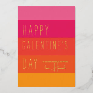 はっきりしたストライプ Happy Galentine's Day 箔シーズンカード