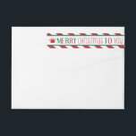 はっきりしたストライプMerry Christmas Label ラップアラウンドラベル<br><div class="desc">赤と白のデザイン、プレゼントのグラフィックはっきりしたと「メリークリスマスよ」という言葉を使ったThe Spotted Olive™の可愛いクリスマスの包み付きラベルのストライプ。 Copyright © 2014 The Spotted Olive™All Rights Reserved.</div>