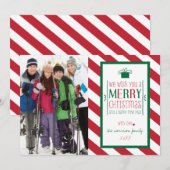 はっきりしたストライプMerry Christmas Photo Flat Card シーズンカード (正面/裏面)