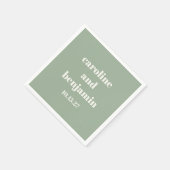 はっきりしたセージグリーンモダンシック結婚ズカスタム スタンダードカクテルナプキン (角)