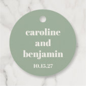はっきりしたセージグリーンモダンシック結婚ズカスタム フェイバータグ (裏面)
