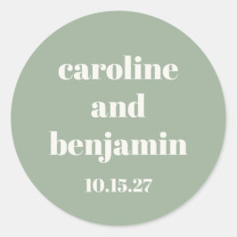 はっきりしたセージグリーンモダンシック結婚ズカスタム ラウンドシール