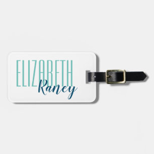 はっきりしたタイプアクアブルー ラゲッジタグ