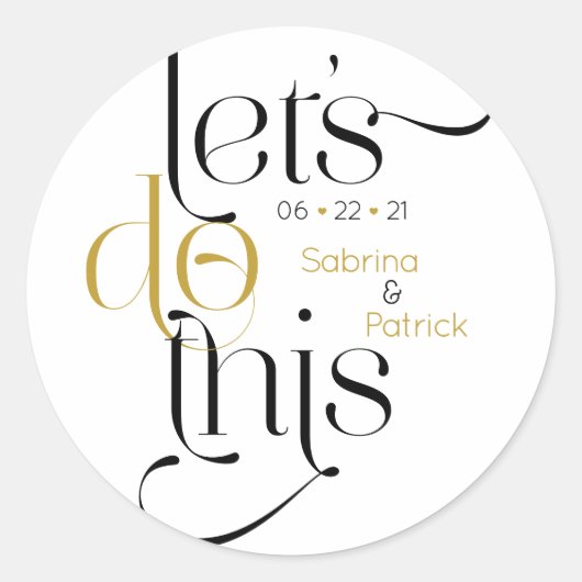 はっきりしたタイポグラフィで日付を保存する ラウンドシール (正面)