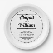 はっきりしたタイポグラフィとヴィンテージ要結婚素 ペーパープレート (正面)