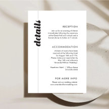 はっきりしたタイポグラフィの結婚詳細エンクロージャカード