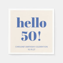 はっきりしたタイポグラフィアイボリーブルーモダン50th誕生日