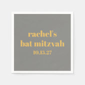 はっきりしたタイポグラフィイエローグレイカスタムバルミツワー スタンダードカクテルナプキン (正面)