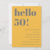 はっきりしたタイポグラフィイエローグレイモダンバースデーパーティー 招待状 (正面)