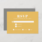 はっきりしたタイポグラフィイエローグレーモダンバルミツワー 出欠カード (正面/裏面)