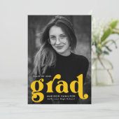 はっきりしたタイポグラフィイエローフォト卒業党 招待状 (スタンド正面)