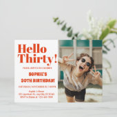 はっきりしたタイポグラフィオモダンレンジ30歳 招待状 (スタンド正面)