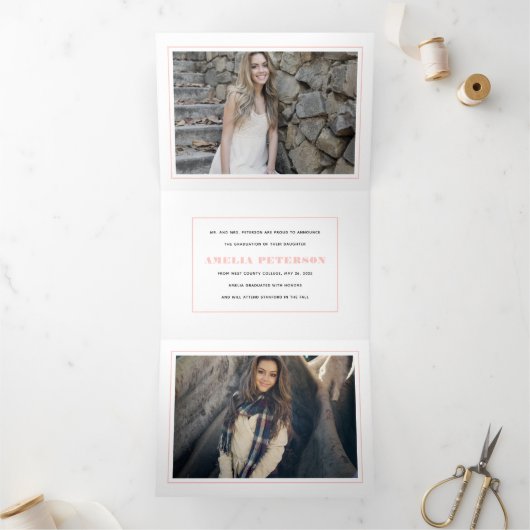 はっきりしたタイポグラフィクラス2025フォトコラージュ赤面 三つ折り案内状 (内部)