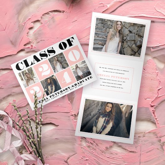 はっきりしたタイポグラフィクラス2025フォトコラージュ赤面 三つ折り案内状