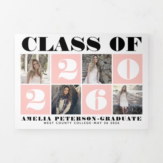 はっきりしたタイポグラフィクラス2025フォトコラージュ赤面 三つ折り案内状 (カバー)