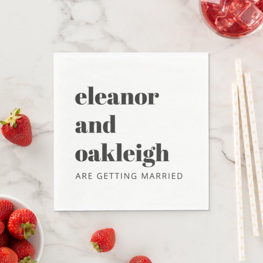 はっきりしたタイポグラフィシンプルおもしろいホワイトモダン結婚ズ スタンダードランチョンナプキン (インサイチュ)