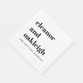 はっきりしたタイポグラフィシンプルおもしろいホワイトモダン結婚ズ スタンダードランチョンナプキン (角)