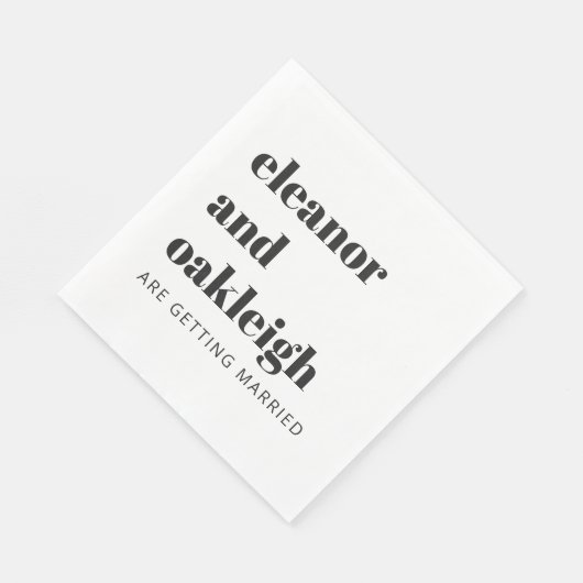 はっきりしたタイポグラフィシンプルおもしろいホワイトモダン結婚ズ スタンダードランチョンナプキン (角)