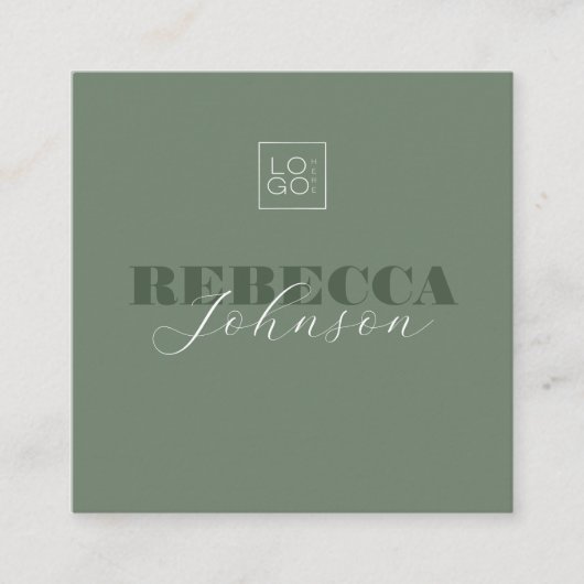 はっきりしたタイポグラフィスカスタムクリプトロゴミニマル モダン スクエア名刺 (正面)