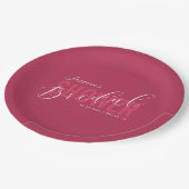 はっきりしたタイポグラフィスクリプトVivaマゼンタブライダルシャワー ペーパープレート (アングル)