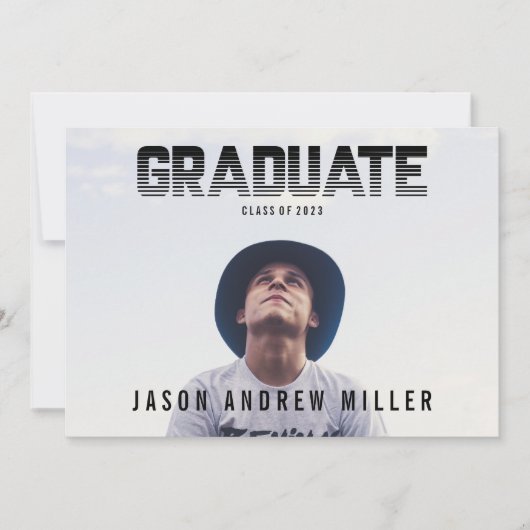 はっきりしたタイポグラフィストライプの大学院生の発表 案内状 (正面)