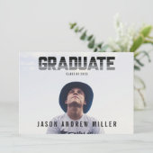 はっきりしたタイポグラフィストライプの大学院生の発表 案内状 (スタンド正面)