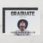 はっきりしたタイポグラフィストライプの大学院生の発表 案内状 (正面/裏面)