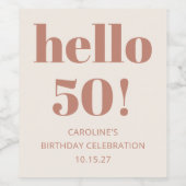 はっきりしたタイポグラフィテラモダンコッタ50誕生日 ワインラベル (シングルラベル)