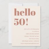 はっきりしたタイポグラフィテラモダンコッタ50誕生日 招待状 (正面)