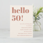 はっきりしたタイポグラフィテラモダンコッタ50誕生日 招待状 (スタンド正面)