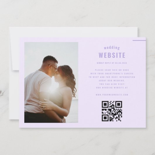 はっきりしたタイポグラフィデジタル薄紫の結婚統合 招待状 (裏面)