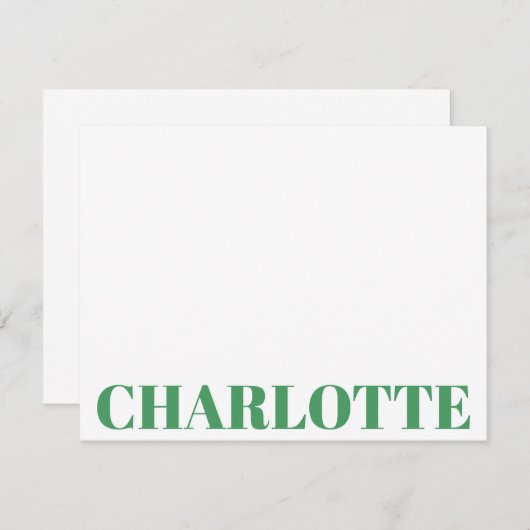 はっきりしたタイポグラフィパーソナライズされたケリーグリーン名 ノートカード (正面/裏面)