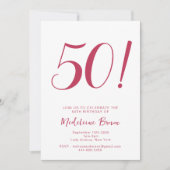 はっきりしたタイポグラフィビバマゼンダトレンディー50誕生日 招待状 (正面)