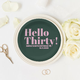 はっきりしたタイポグラフィピモダンンク30歳の誕生日パーティー ペーパープレート