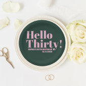 はっきりしたタイポグラフィピモダンンク30歳の誕生日パーティー ペーパープレート