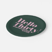 はっきりしたタイポグラフィピモダンンク30歳の誕生日パーティー ペーパープレート (アングル)