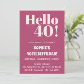 はっきりしたタイポグラフィピモダンンク40歳の誕生日パーティー 招待状 (スタンド正面)