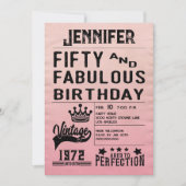 はっきりしたタイポグラフィピモダンンク50誕生日 招待状 (正面)