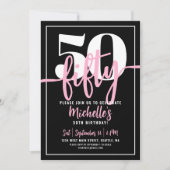 はっきりしたタイポグラフィピモダンンク50誕生日 招待状 (正面)
