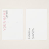 はっきりしたタイポグラフィピンクとグレーのイヤリング表示カード (正面&裏面)