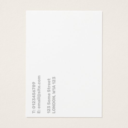 はっきりしたタイポグラフィピンクとグレーのイヤリング表示カード (裏面)