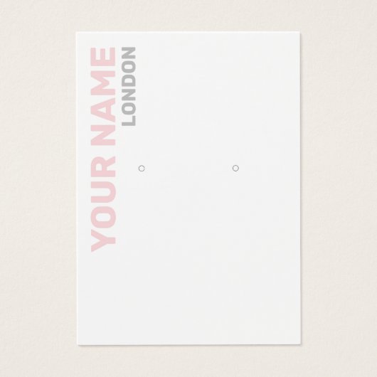 はっきりしたタイポグラフィピンクとグレーのイヤリング表示カード (正面)